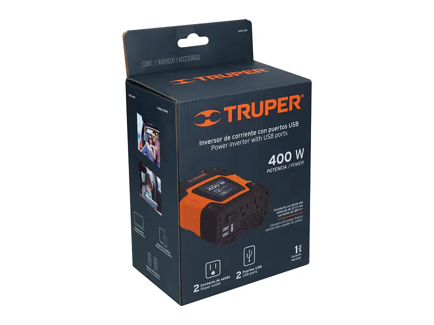 Inversor de Corriente Truper  10449 400W USB - Foto 7 | aztools.co