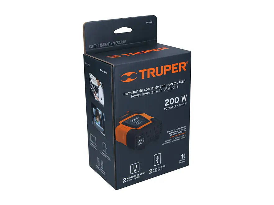 Inversor de Corriente Truper 10448 200W con USB - Foto 7 | aztools.co