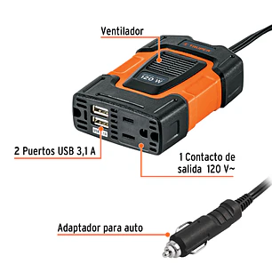 Inversor de Corriente Truper 10447 120W con USB