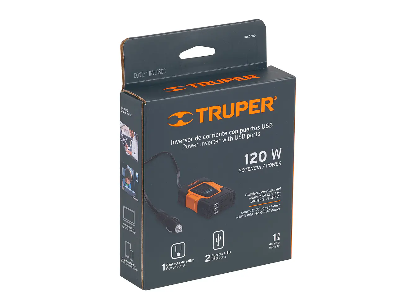 Inversor de Corriente Truper 10447 120W con USB - Foto 6 | aztools.co