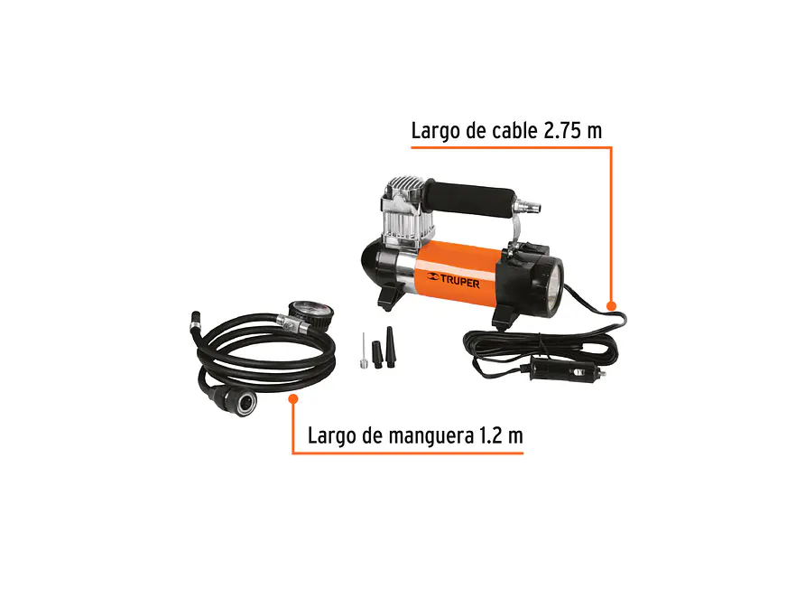 Compresor de aire 12V Truper 19999 portátil para carro - incluye maletin   - Foto 4 | aztools.co