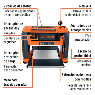 Cepillo portátil 2.1/4 Truper 16240 HP 1600W CEP-12 