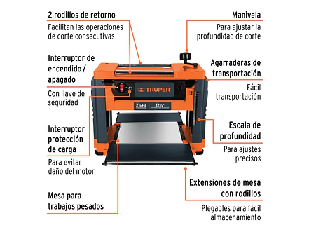 Cepillo portátil 2.1/4 Truper 16240 HP 1600W CEP-12  - Foto 2 | aztools.co