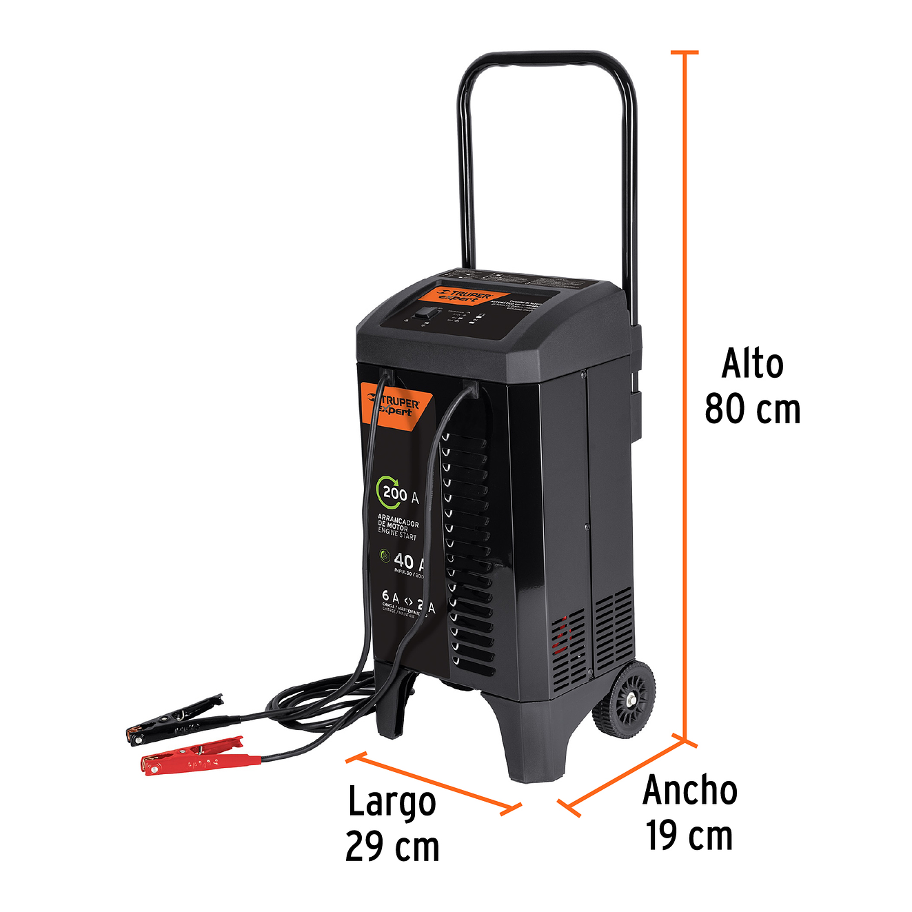 Cargador de baterías con ruedas 12V 200A Truper Expert  2