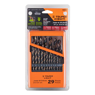 Juego de broca de acero de alta velocidad, 29 piezas, set brocas HSS metal TRUPER 