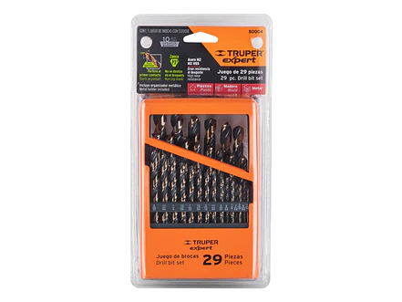 Juego de broca de acero de alta velocidad, 29 piezas, set brocas HSS metal TRUPER  - Foto 2 | aztools.co