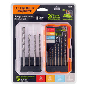 Juego de brocas para metal y concreto 11 piezas Truper  11335, JBAC-11,