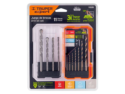 Juego de brocas para metal y concreto 11 piezas Truper  11335, JBAC-11, - Foto 2 | aztools.co