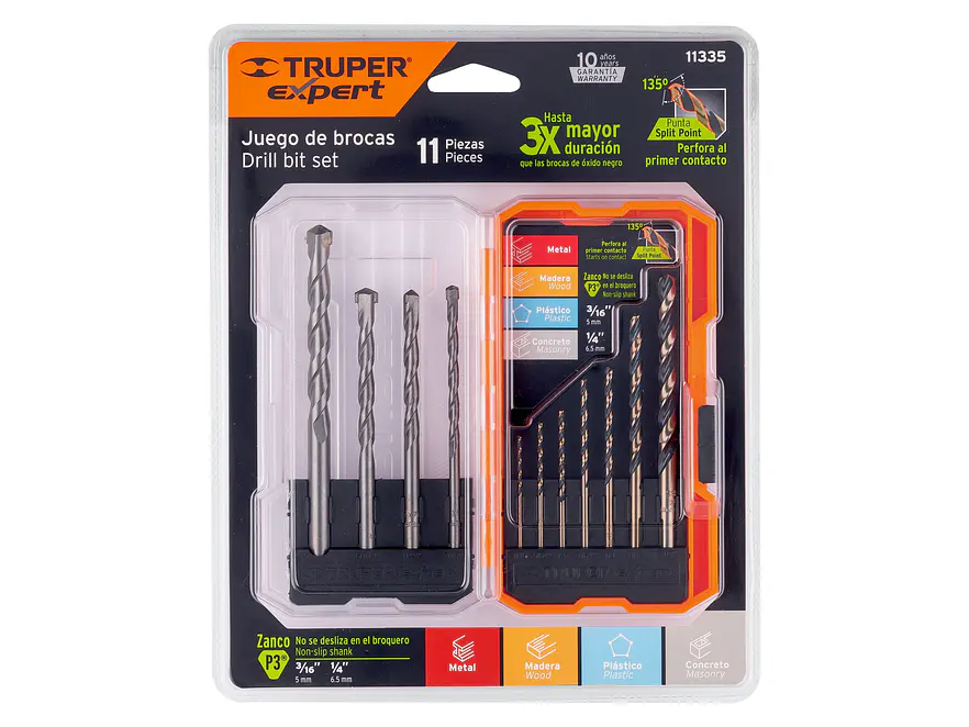 Juego de brocas para metal y concreto 11 piezas Truper  11335, JBAC-11, - Foto 2 | aztools.co