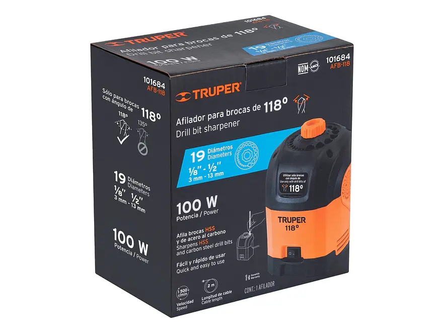 Afilador eléctrico de brocas con punta 118° TRUPER AFB-20A, 101684 - Foto 4 | aztools.co