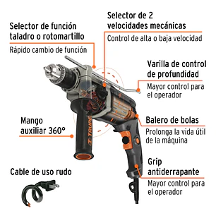 Taladro truper percutor 19324 rotomartillo industrial  1/2