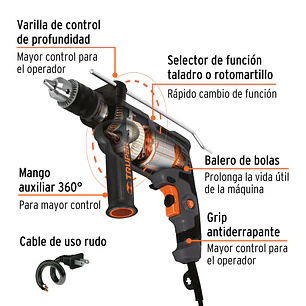 Taladro percutor rotomartillo industrial 1/2