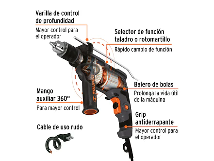 Taladro percutor rotomartillo industrial 1/2