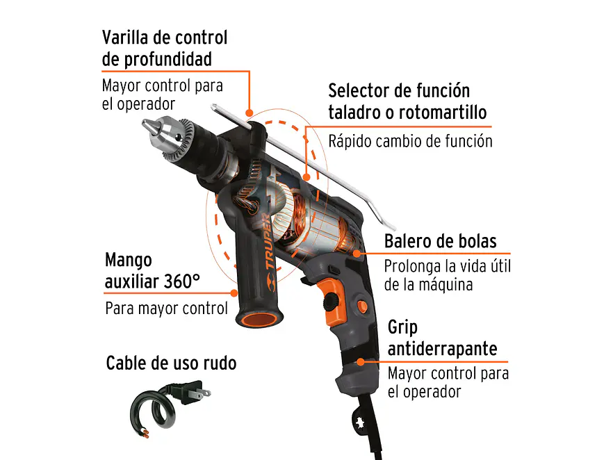 Taladro percutor rotomartillo industrial 1/2
