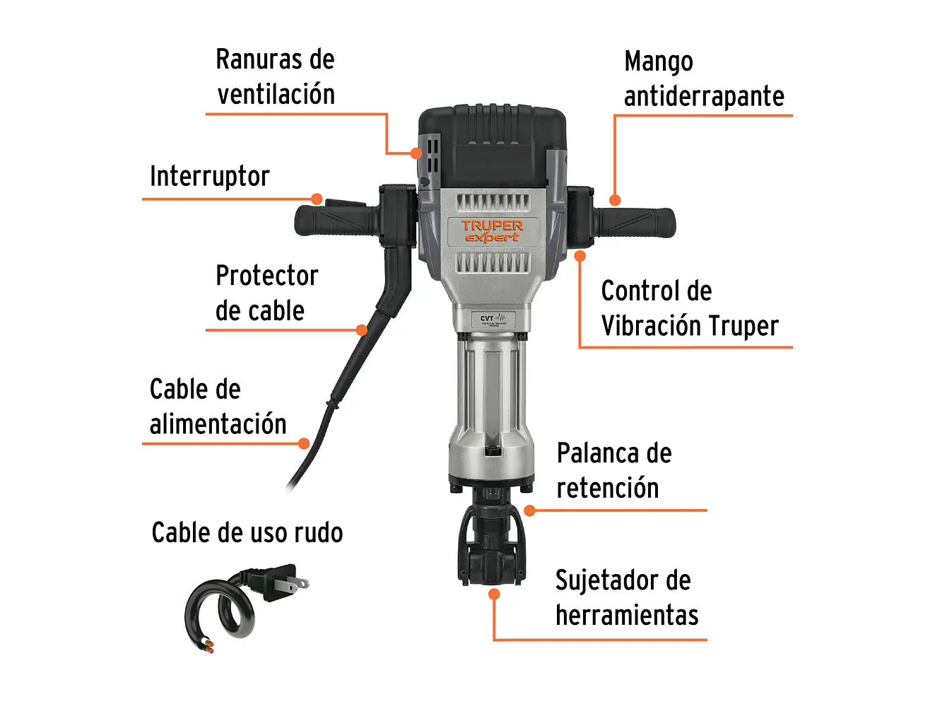 Demoledor HEX 30 kg Truper 100894 62 JOULES 2000W  Expert MADE-30NX  - Foto 2 | aztools.co