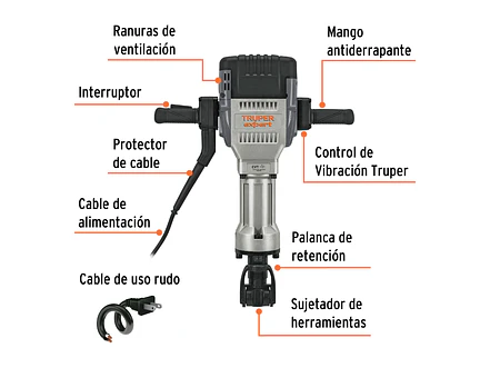 Demoledor HEX 30 kg Truper 100894 62 JOULES 2000W  Expert MADE-30NX  - Foto 2 | aztools.co