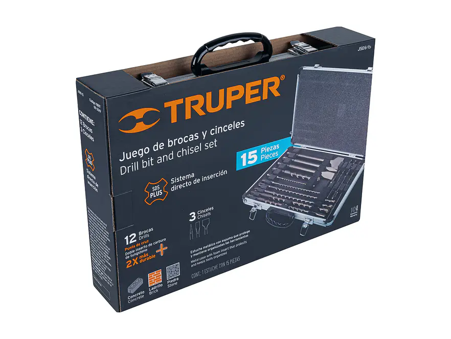 Juego de brocas y cinceles para demoledor Truper 11897, rotomartillo SDS plus 15 piezas JSDS-15,  - Foto 4 | aztools.co