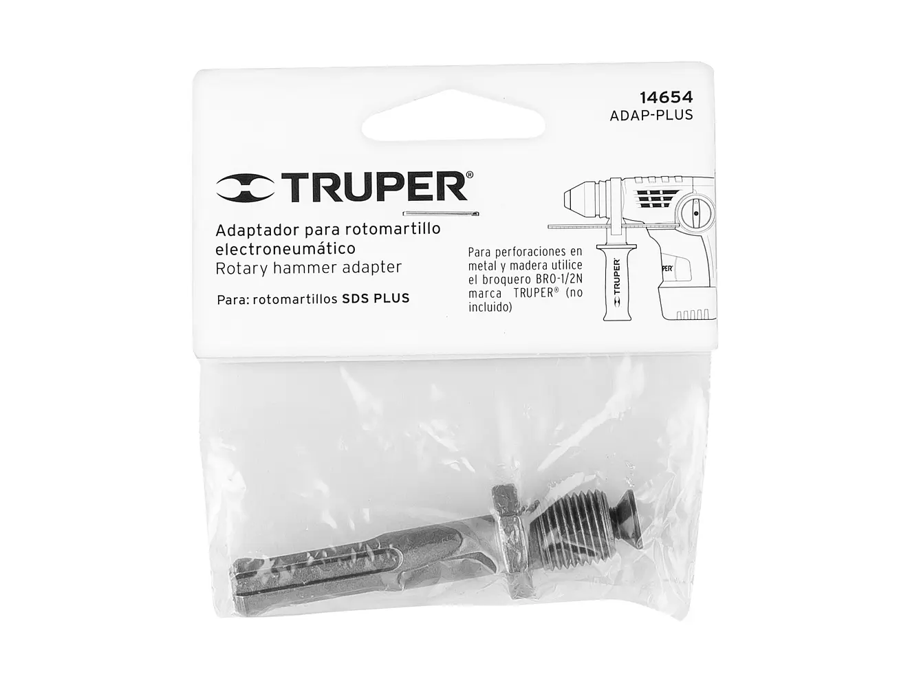 Adaptador para Rotomartillos SDS Plus, Convierte a Taladro Convencional, Compatible con Varias Marcas TRUPER ADAPT-PLUS 14654 - Foto 2 | aztools.co