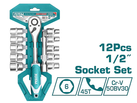 Juego de Rache con Copas TOTAL THT141121 1/2 Pulgada 12 Piezas - Foto 1 | aztools.co