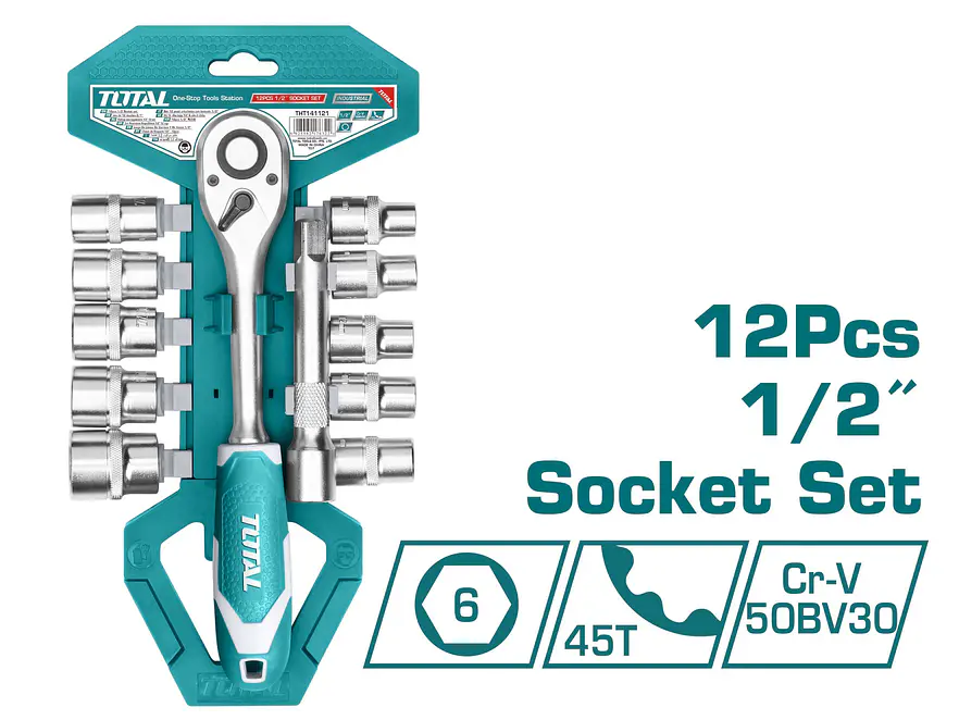 Juego de Rache con Copas TOTAL THT141121 1/2 Pulgada 12 Piezas - Foto 1 | aztools.co