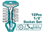 Juego de Rache con Copas TOTAL THT141121 1/2 Pulgada 12 Piezas - Miniatura 1 | aztools.co