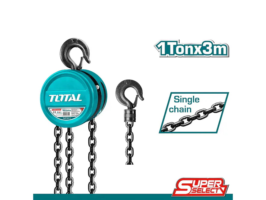 Diferencial de Cadena Industrial TOTAL THT1611 1 Tonelada 3 Metros - Foto 1 | aztools.co