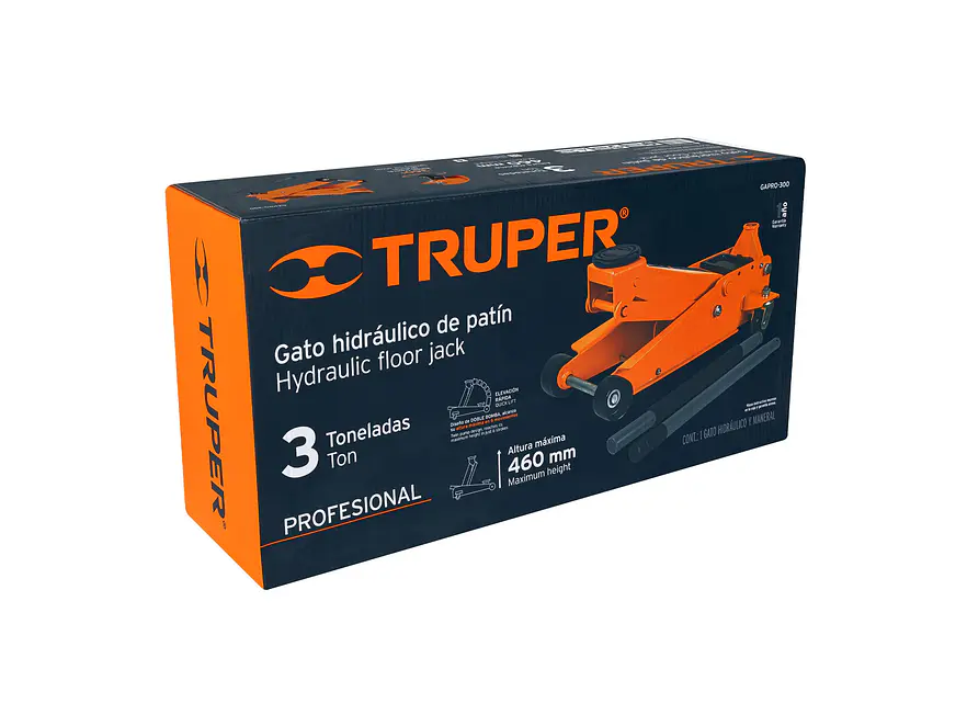 Gato hidráulico tipo zorra de patín Truper 14949, 3 toneladas profesional, elevación rápida - Foto 4 | aztools.co