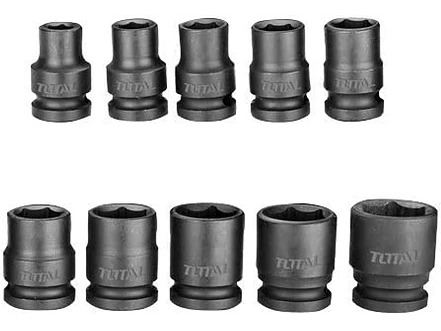 Juego copas de impacto 1/2 cortas, 10 piezas, 10 a 24 MM TOTAL THISTD12101 - Foto 1 | aztools.co