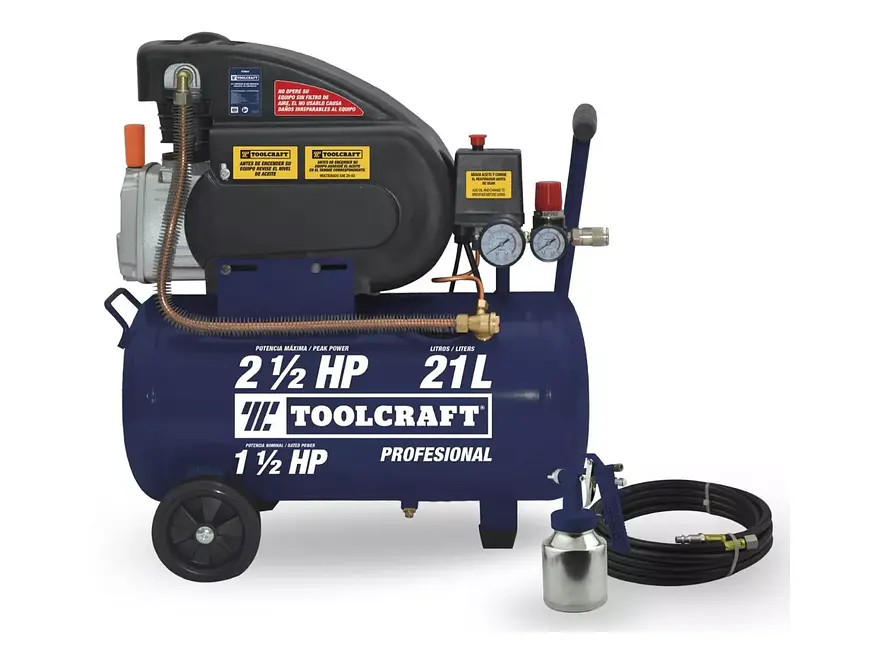 Compresor de Aire Horizontal 21L 1.5HP 127V TOOLCRAFT TC5590 - Foto 1 | aztools.co