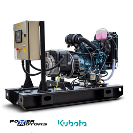 Planta Electrica 39,7 kVA Diésel Abierta Power Motors 110/220V 3F, KT36, con motor Kubota japonés D-E2BG.