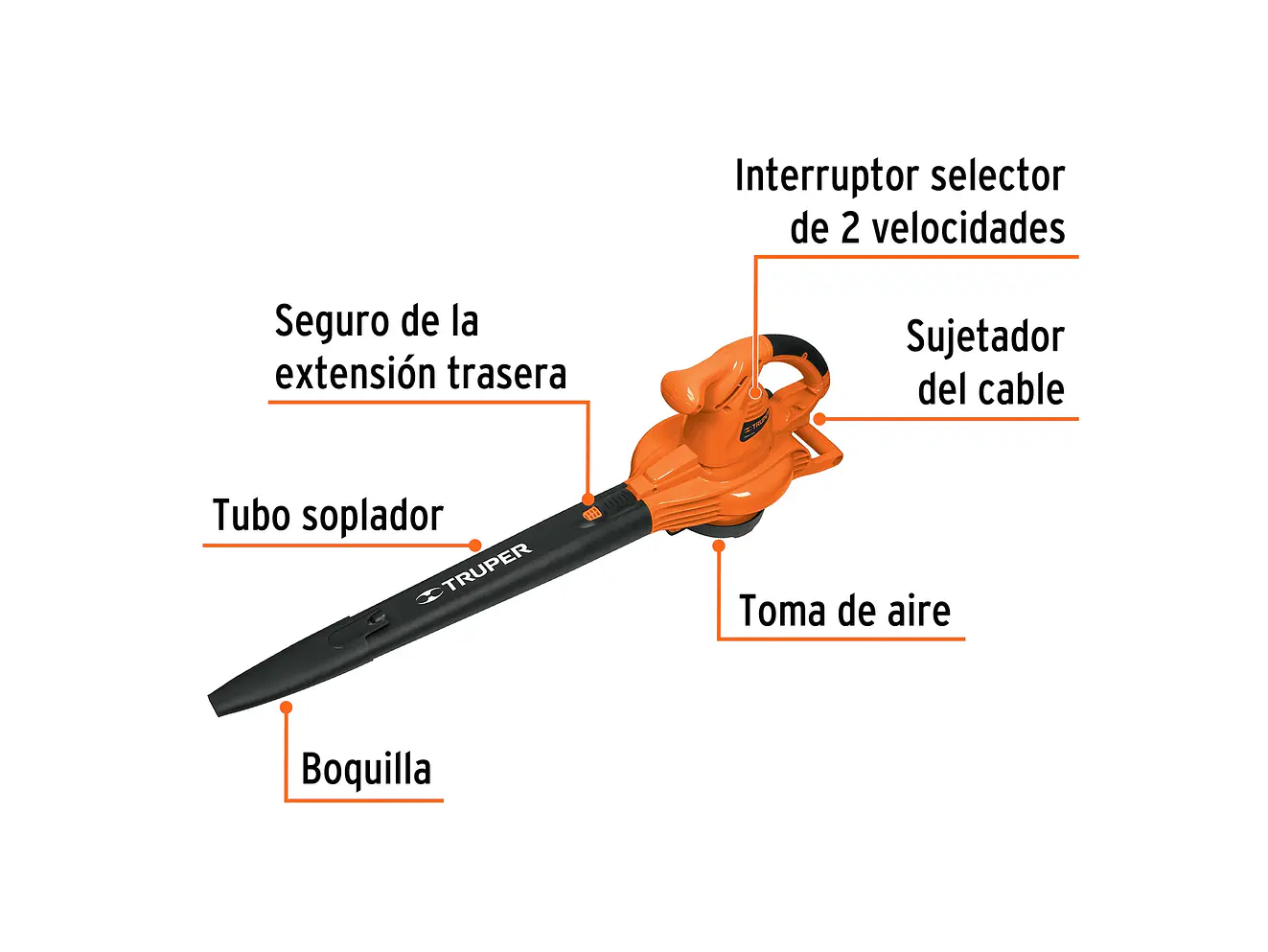 Sopladora/Aspiradora eléctrica Truper 18146 1.440W, con bolsa recolectora  - Foto 2 | aztools.co