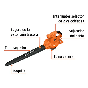 Sopladora/Aspiradora eléctrica Truper 18146 1.440W, con bolsa recolectora 