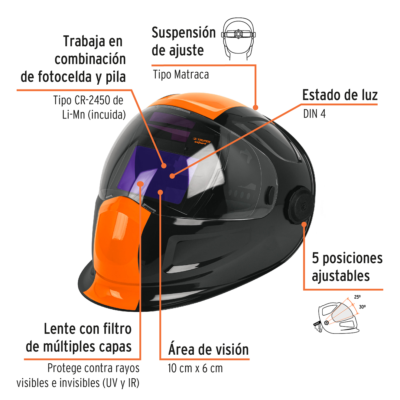 Careta digital para soldar Truper 14632, sombra 9 a 13,  7