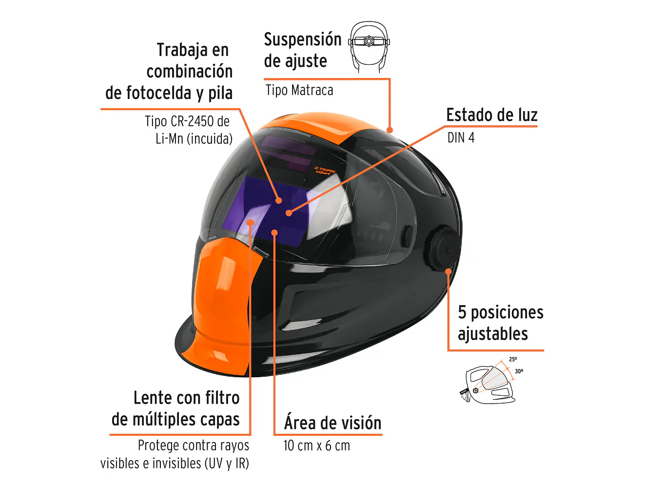 Careta digital para soldar Truper 14632, sombra 9 a 13,  - Foto 7 | aztools.co