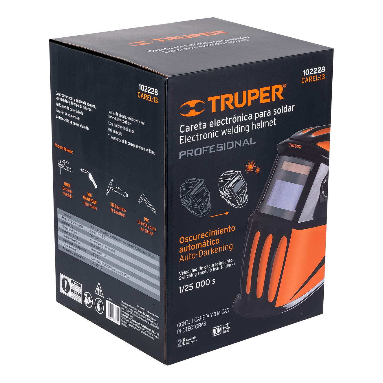 Careta electrónica soldar Truper 102228: Sombra variable 5-13, velocidad automática, peso 470g 2
