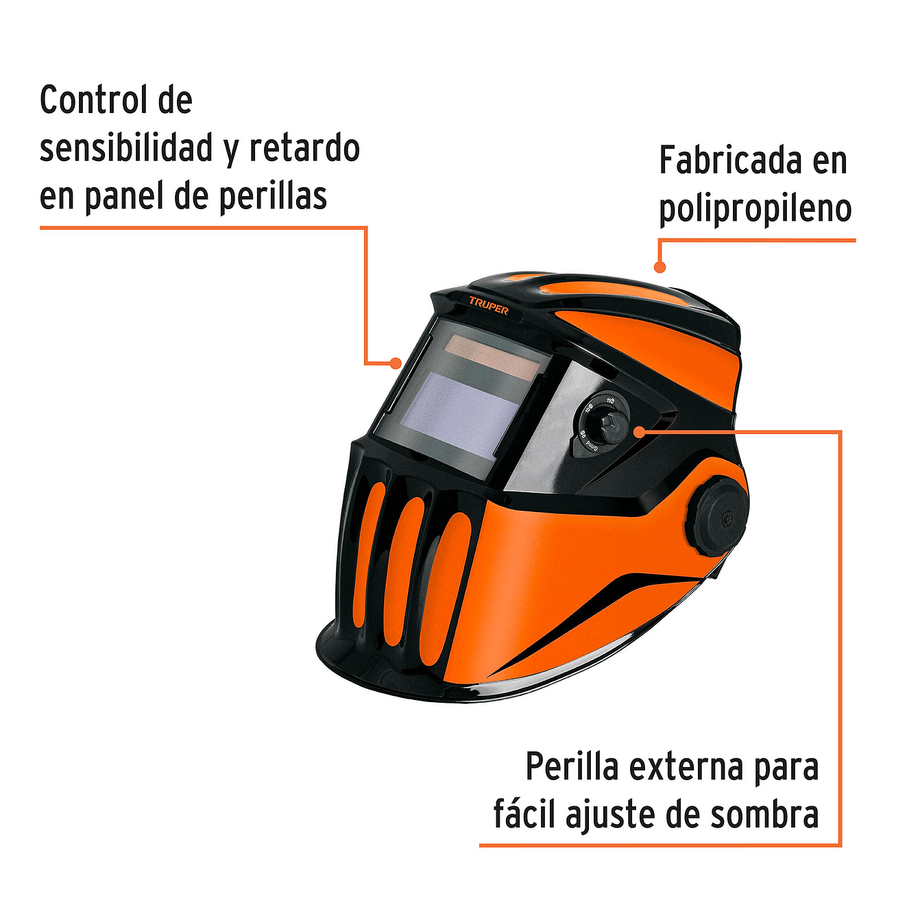Careta electrónica soldar Truper 102228: Sombra variable 5-13, velocidad automática, peso 470g 3