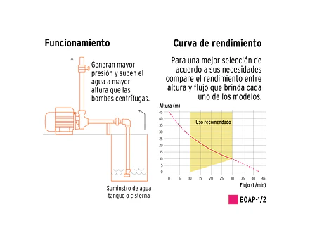 Bomba Eléctrica Periférica Truper 10068: 1/2 HP, 45m altura, 42 L/min flujo, 8m succión, 3,450 rpm.  - Foto 9 | aztools.co