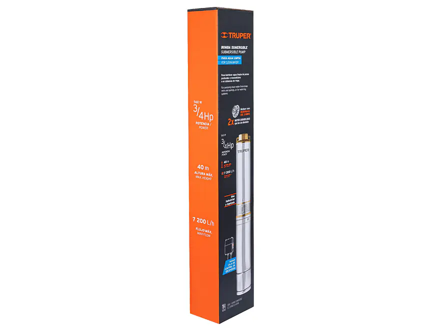 Bomba Sumergible Tipo Lapicero de 1.1/4, 3/4 HP Truper 16934 - ?Altura Máxima de Bombeo de 40m - Foto 5 | aztools.co