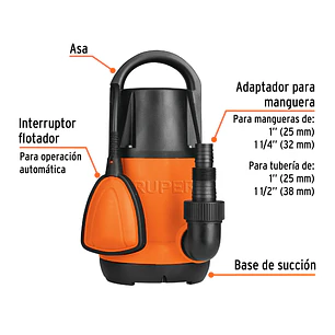 Bomba Sumergible Agua Limpia 1 HP Truper 12602 Altura Máx. 10m