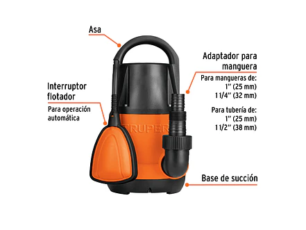 Bomba Sumergible Agua Limpia 3/4 HP Truper 12600 Altura Máx. 8.5m - Foto 3 | aztools.co