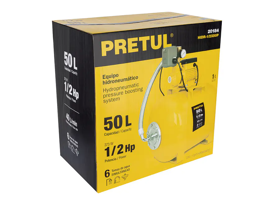 Bomba hidroneumática Pretul 20184 1/2 HP, 50 litros   - Foto 6 | aztools.co