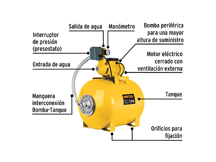 Bomba hidroneumática Pretul 20184 1/2 HP, 50 litros   - Foto 3 | aztools.co