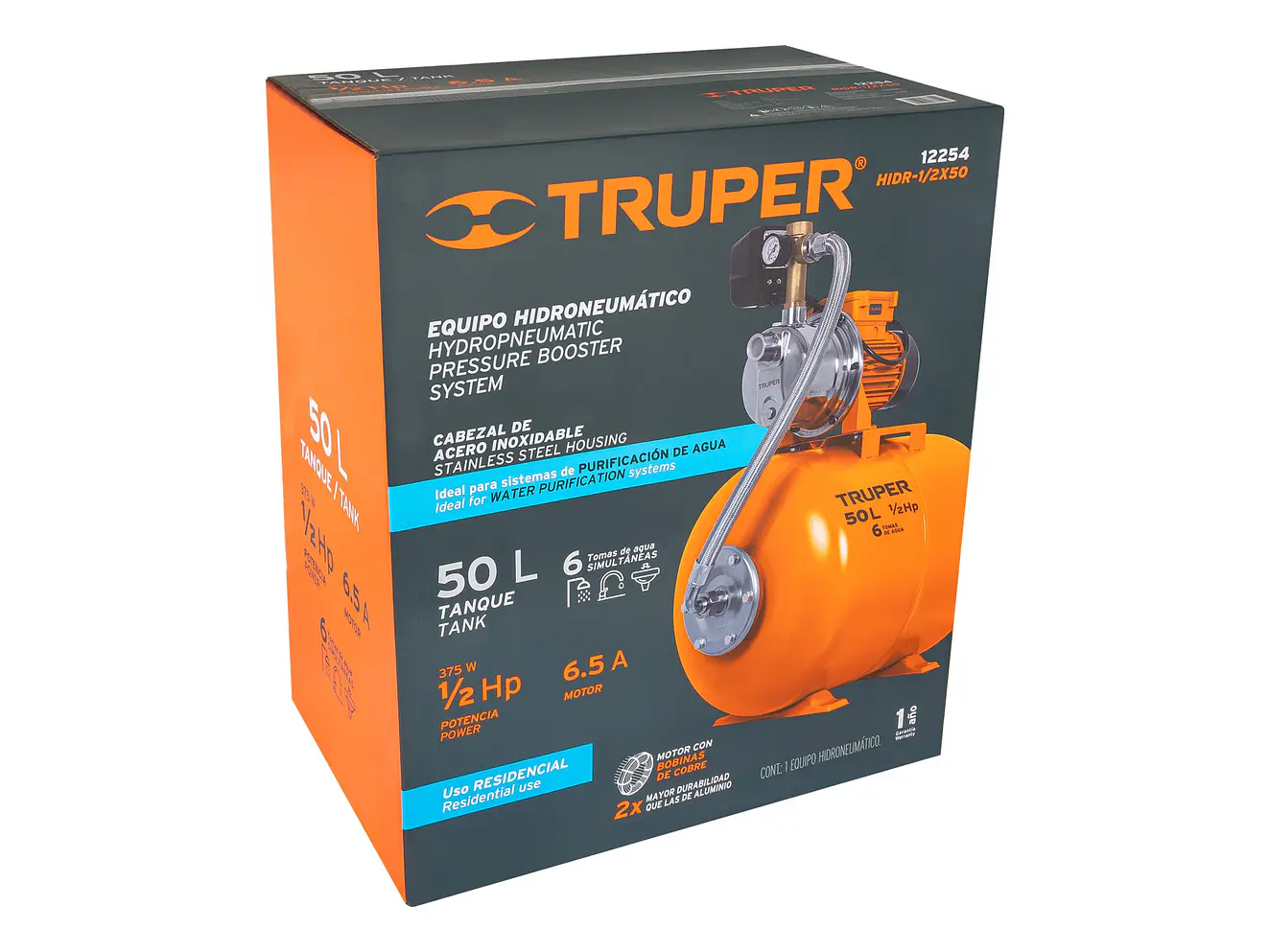 Bomba Hidroneumática Truper  12254 1/2 HP, 50 L, Presión Constante BOHI-50 - Foto 6 | aztools.co
