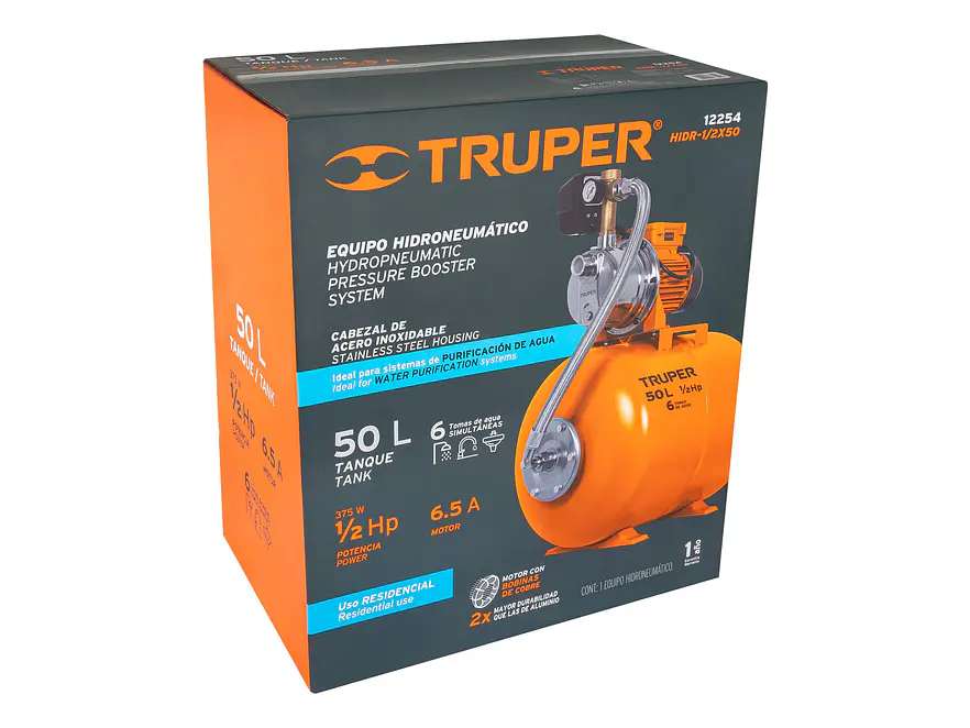 Bomba Hidroneumática Truper  12254 1/2 HP, 50 L, Presión Constante BOHI-50 - Foto 6 | aztools.co