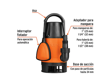 Bomba Sumergible Truper 12604 1.5HP Agua Sucia - Foto 2 | aztools.co