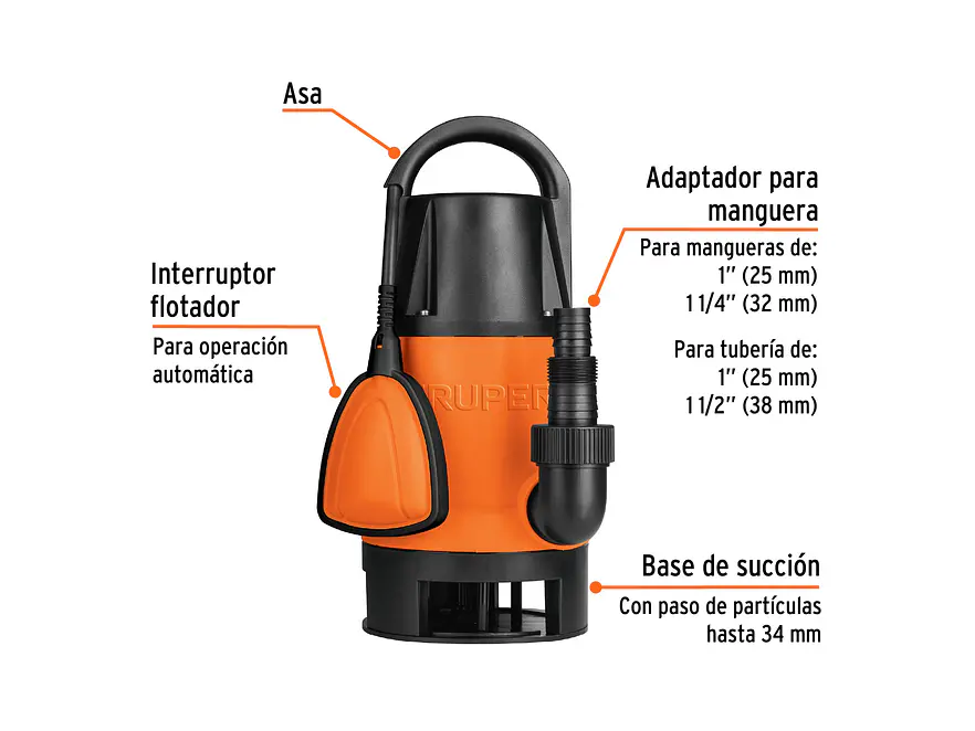 Bomba Sumergible Truper 12604 1.5HP Agua Sucia - Foto 2 | aztools.co