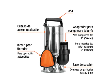 Bomba sumergible metálica para agua sucia Truper 12607 1 HP  - Foto 3 | aztools.co