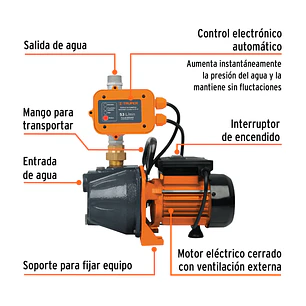 Bomba Presurizadora Jet Truper 19397 1 HP 38m Altura con Control Automático 110V