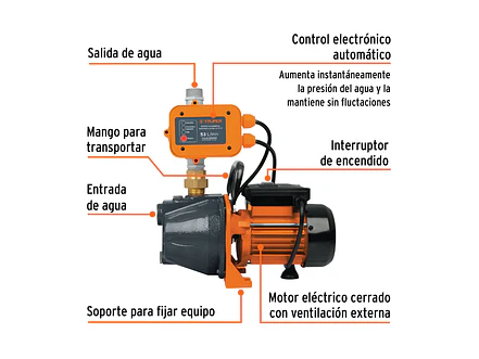 Bomba Presurizadora Jet Truper 19397 1 HP 38m Altura con Control Automático 110V - Foto 2 | aztools.co