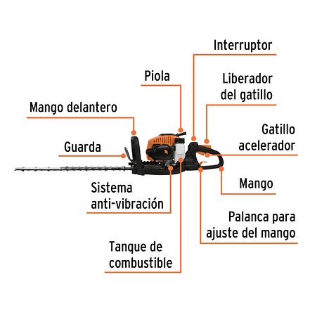 Cortasetos con motor a gasolina 26 cc, uso profesional